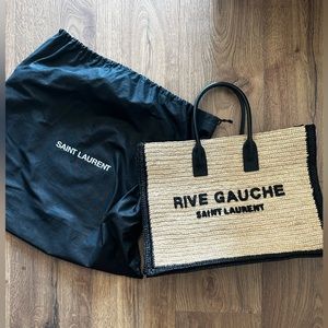 Saint Laurent Women’s Rive Gauche Raffia Tote Bag